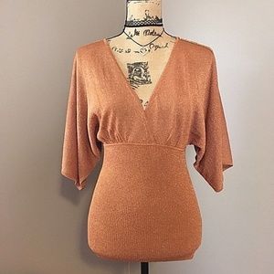 Belldini Top Copper Sparkle Elegant Sequins Ribbed